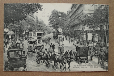 Ansichtskarte AK Paris 1910-1920 Boulevard Montmatre Carrefour Drouot Modegeschäft Auto Bus Kutsche Straßenuhr Ortsansicht Frankreich France 75 Paris